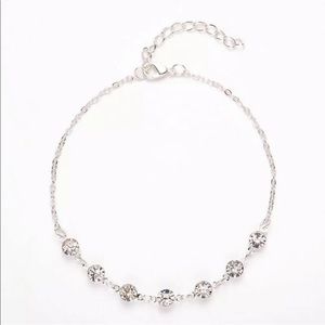 Silver crystal anklet